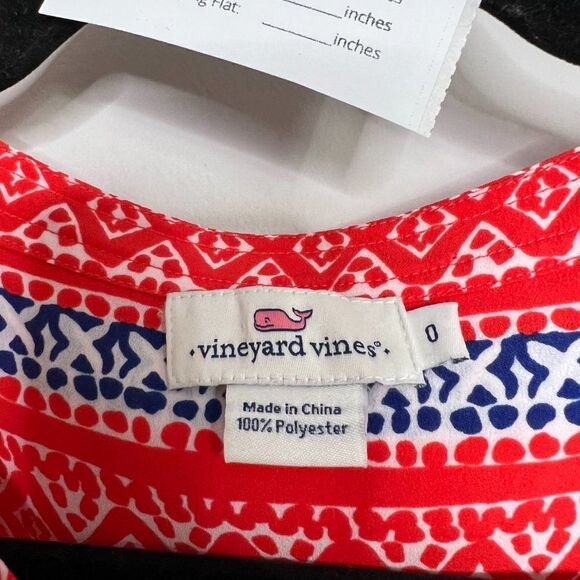 Vineyard Vines Womens Red Geometric Sleeveless Belted Knee Length Dress Size 0 - Picture 4 of 6